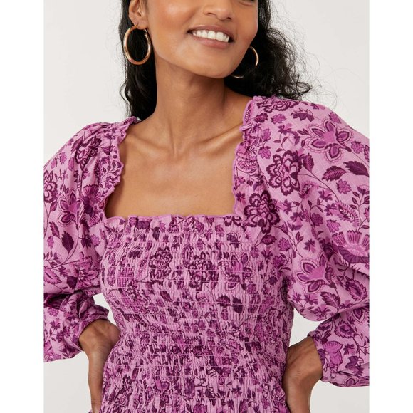 🎉LAST CHANCE🎉 NWT Free People Smock It To Me Mini Dress / Azalea Combo - Picture 4 of 7